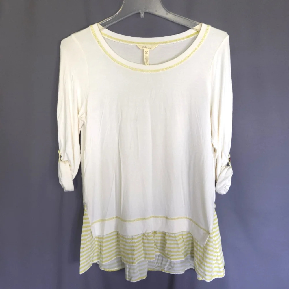 Matilda Jane Ventriloquist Tunic Top Size Med Ruffled Hem Boat Neck Cottagecore